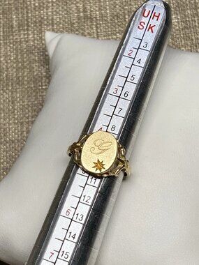 Vintage 10K Gold Signet Ring Initial “G” Star Design BRB